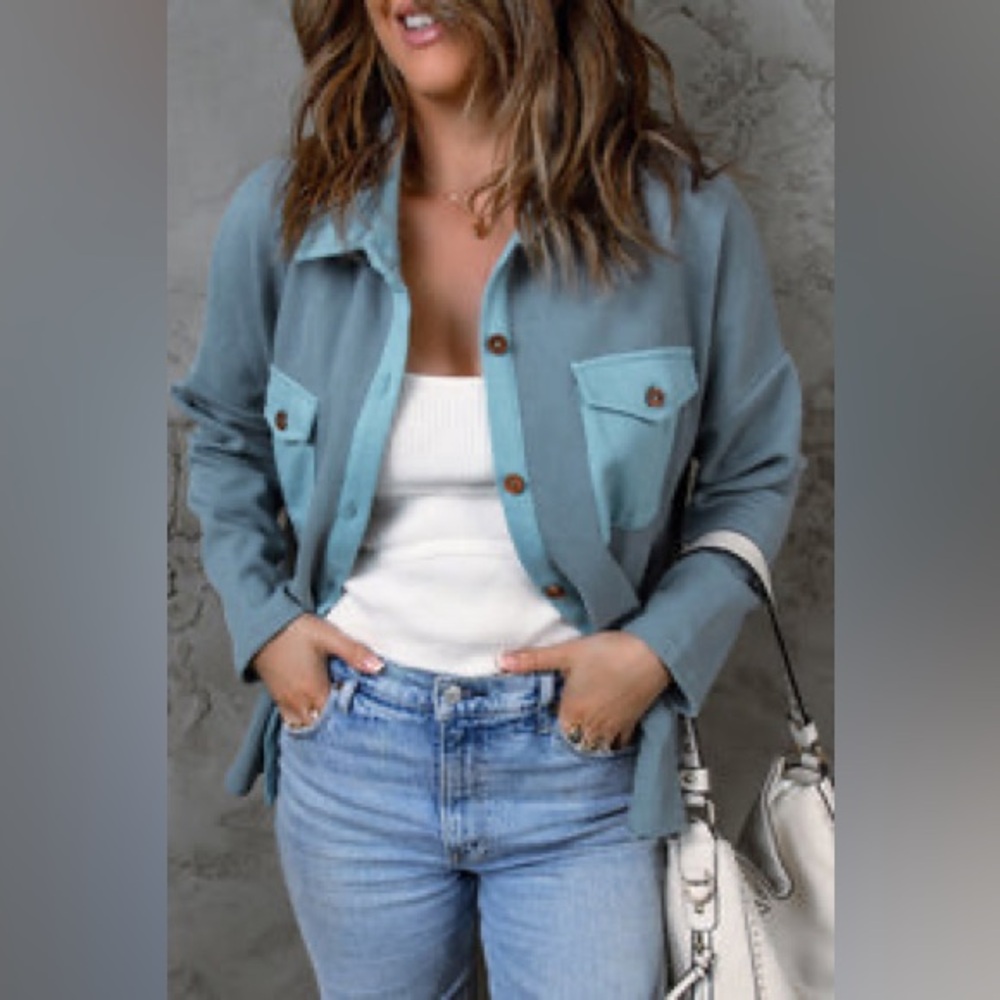 Waffle-Knit Shacket Jacket with Pockets - Free People - Picture 2 of 6